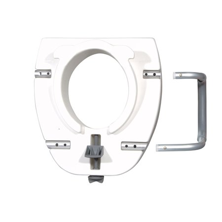 Drive Medical White Elongated Raised Toilet Seat with Arms 4.5" Height up to 300 lbs 12013
